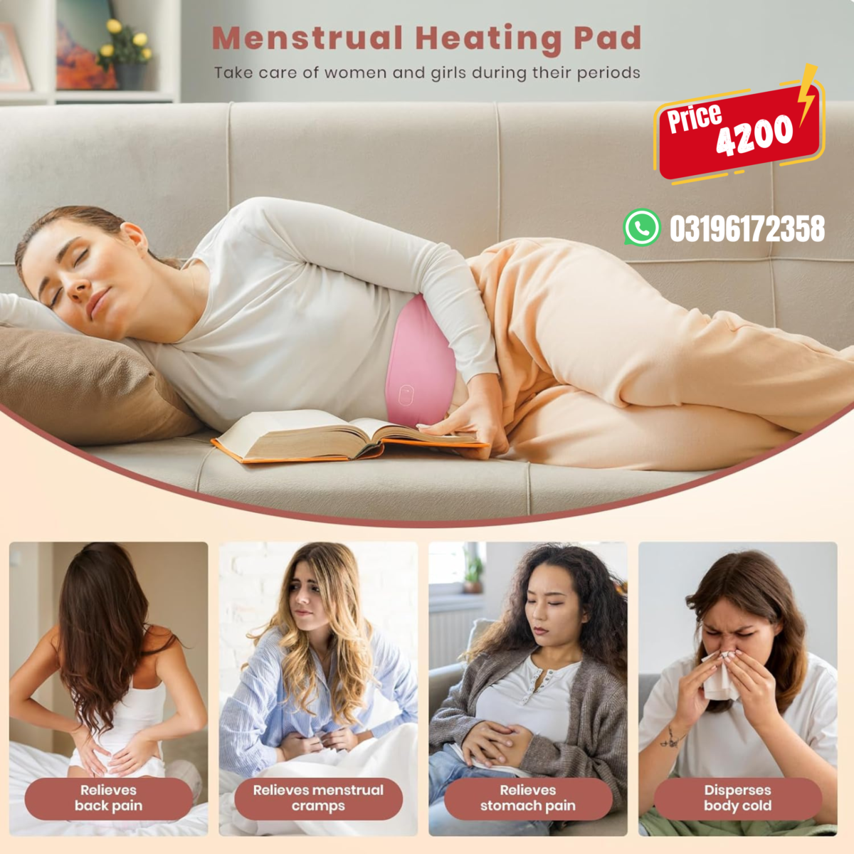 Heating And Vibrating Digital Period Pad For Healing Period Cramps – Women’s Care Pin Relief