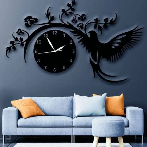 Flying Bird Wooden Clock Wall Attractive Decoration